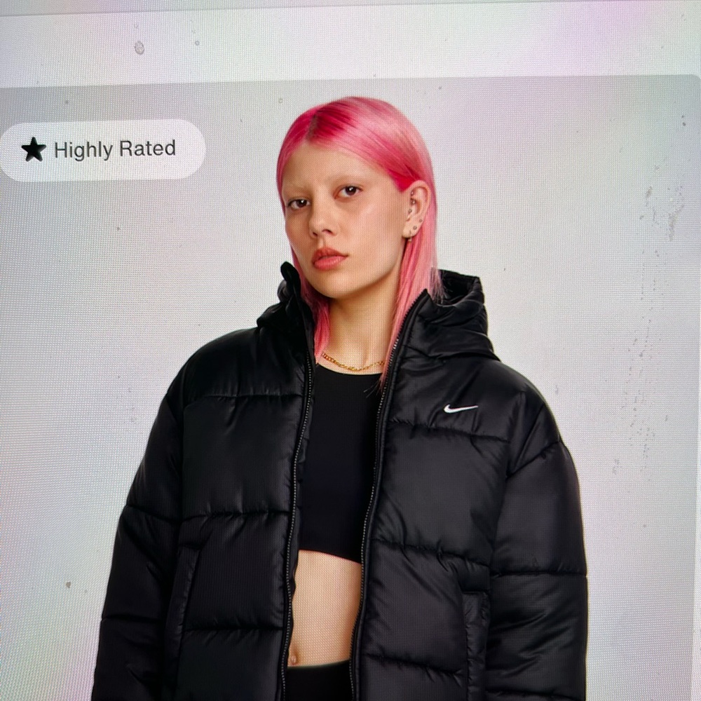 Nike Women's Black Hooded Puffer Jacket